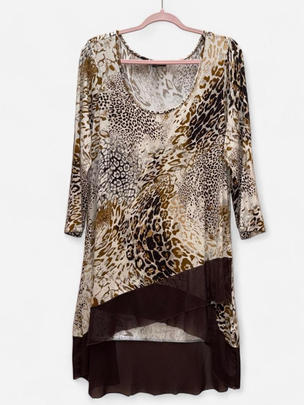 Leopard Print Tuscan Mom Boho Tunic XL Western Country Animal Print Bohemian